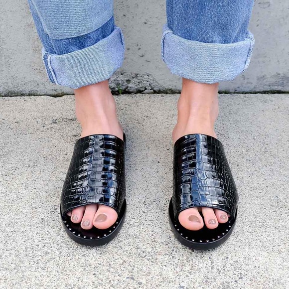 Freda Salvador Shoes - Freda Salvador PURE black croc sandals. Size 9.